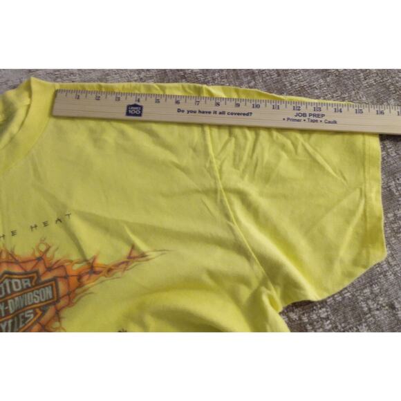 Harley-Davidson Rocky St Thomas Flames Mens T-Shirt Yellow Crew Vintage 1998 XL - Picture 12 of 12